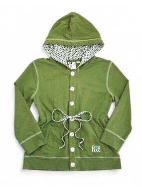 Y2K 2000s Roxy Green Button Up Hoodie With Waist Tie